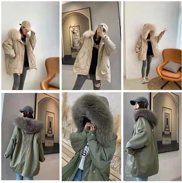 派克服2019年冬新款海宁皮草外套女中长款獭兔毛内胆貉子毛可拆卸